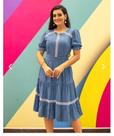 Vestido Midi Azul Detalhes Guiper Vestido Midi Azul Detalhes Guiper