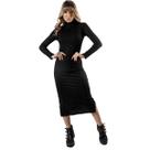 Vestido Midi Bella Fiore Manga Longa Canelado com Fenda Casual