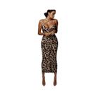 Vestido Midi Bodycon Estampado De Leopardo Dulzura Feminino Para Festa, Balada, Noite E Streetwear