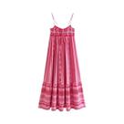 Vestido Midi Boêmio Vintage Para Mulheres, Vestido De Alça Tricotada Para Férias