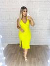 Vestido Midi Canelado Com Fenda Lateral