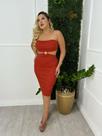 Vestido Midi Canelado sem alça Liso Várias Cores