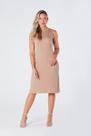 Vestido Midi Canelado sem Manga Bege Roberta