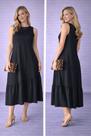 Vestido Midi Cavado Evase Com Barrado Franzido Estiloso Verão