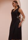 Vestido Midi Chá Transpassado Com Aviamento Lunender C5077
