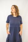 Vestido Midi Clássico Babado Azul