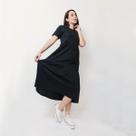 Vestido Midi Clássico Babado Preto