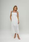Vestido Midi Com Alças De Amarração e Acabamento Contrastante Branco Salvatore