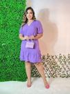 vestido Midi com babado e manga 3/4.