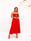 Vestido midi com detalhe peito. babado verão casual Vestido midi com detalhe peito. babado verão casual