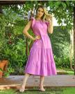 Vestido Midi Com Manga Franzida em Camadas - INSP Vestido Midi Com Manga Franzida em Camadas - INSP