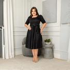 Vestido midi com saia plissada com leve estampa moda evangélica