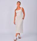 Vestido midi de botão estonado off white