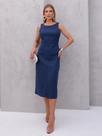 Vestido Midi de Linho com Alças Largas e Fenda Sofisticada Vestido Midi de Linho com Alças Largas e Fenda Sofisticada