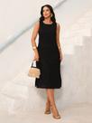 Vestido Midi de Linho com Bolsos Laterais Versátil