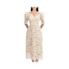 Vestido Midi De Renda Com Cintura Alta Para O Verão, Estilo Coreano Retro Elegante, Slim, Para