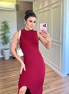 Vestido Midi De Tricot Fenda Blogueira Tubinho Liso cherry