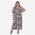 Vestido Midi Decote V Malha Leve Estampada Plus Size Verão Vestido Midi Decote V Malha Leve Estampada Plus Size Verão