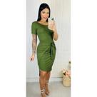 Vestido Midi Detalhe Amarrar Manga Curta Moda Evangélica