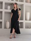 Vestido midi duna liso transpassado manga curto