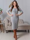 Vestido Midi Elegante Tweed Tubinho com Manga Comprida Frio Festa Vestido Midi Elegante Tweed Tubinho com Manga Comprida Frio Festa