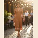 Vestido Midi em Meia Malha com Gola V Cereja Rosa Vestido Midi em Meia Malha com Gola V Cereja Rosa