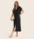 Vestido Midi em Visco Creponada Rovitex Preto
