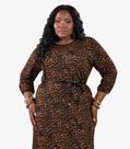 Vestido Midi Estampa Oncinha Plus Size Secret Glam Marrom Vestido Midi Estampa Oncinha Plus Size Secret Glam Marrom