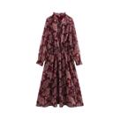 Vestido Midi Estampado De Verão Para Mulheres, Manga Longa, Elegante, Comprimento Médio, Vestido De Vestido Midi Estampado De Verão Para Mulheres, Manga Longa, Elegante, Comprimento Médio, Vestido De