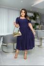 vestido midi - evasê com manga princesa com lastex
