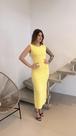 Vestido Midi Feminino Canelado com Fenda