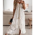 Vestido Midi Feminino De Verão Com Decote Em V, Sem Mangas, Solto, Irregular, Liso, Para Praia E