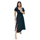 Vestido Midi Feminino Drapeado costas Manga Princesa Vestido Midi Feminino Drapeado costas Manga Princesa