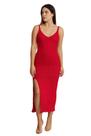 Vestido Midi Feminino Vermelho Tricot Festa Natal Elegante