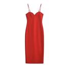 Vestido Midi Feminino Vermelho - Zíper Fino, Elegante e Sexy para Festa de Natal Vestido Midi Feminino Vermelho - Zíper Fino, Elegante e Sexy para Festa de Natal
