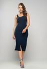 Vestido Midi Fenda Canelado Azul Salvatore