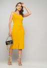Vestido Midi Fenda Canelado Mostarda Salvatore