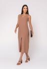 Vestido Midi Fenda Feminino Chocolate Salvatore