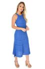 Vestido Midi Festa Alça Rendado Tricot Livora