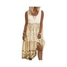Vestido Midi Floral De Verão plus Size Para Mulheres, Sem Mangas, Estilo A-Line, Vestido Boêmio De