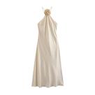 Vestido Midi Floral Feminino Com Alças Finas E Costas Descobertas, Vestido De Festa Elegante Vestido Midi Floral Feminino Com Alças Finas E Costas Descobertas, Vestido De Festa Elegante