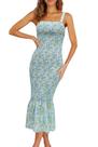 Vestido Midi Floral PRETTYGARDEN Sem Mangas com Babado Tamanho P