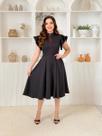 Vestido Midi Godê Alfaiataria Social Gola Alta Elegante