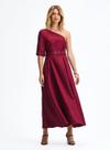Vestido Midi Godê Com Decote Assimétrico Sommer Tamanho P Bordo Referência 443105026 Vestido Midi Godê Com Decote Assimétrico Sommer Tamanho P Bordo Referência 443105026