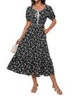 Vestido midi Grace Karin com estampa floral de manga curta para mulheres