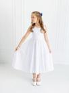 Vestido Midi Infantil Branco Brilho com Tule Crystal Prata REF146