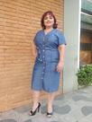 Vestido Midi Jeans Liocel C/manga Plus Size Lançamento Verão Amary 177 Vestido Midi Jeans Liocel C/manga Plus Size Lançamento Verão Amary 177