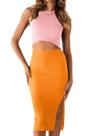 Vestido Midi Justo PRETTYGARDEN em Tricô Canelado com Fenda Lateral - M