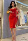 Vestido midi justo vermelho com cinto Tam P