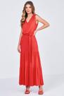 Vestido Midi Lado Avesso Long Decote V Laranja Vestido Midi Lado Avesso Long Decote V Laranja